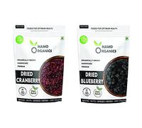 Indian Natural Grocery Nam Organics - Dried Blueberries Cranberries - 250 Gm Each ( 500Gm ) - ( Gluten Free, Vegan & NON GMO ) Organic Blueberry Cranberry Dry Fruits without added sugar