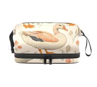 Indian Runner Ducks Florals - Trousse per cosmetici a doppio strato per donne e ragazze, borsa da viaggio per trucchi e trucchi, pratica borsa organizer con scomparto per pennelli, Multi, 27x15x14
