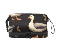 Indian Runner Ducks - Trousse per cosmetici a doppio strato, per donne e ragazze, borsa da viaggio per trucchi e trucchi, pratica borsa organizer con scomparto per pennelli, Multi, 27x15x14