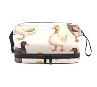 Indian Runner Ducks - Trousse per cosmetici a doppio strato, per donne e ragazze, borsa da viaggio per trucchi e trucchi, pratica borsa organizer con scomparto per pennelli, Multi, 27x15x14