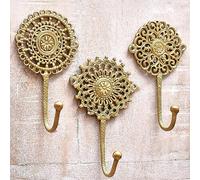 Indian-Shelf 3 ganci da parete vintage per appendere cappotti, gancio decorativo da parete Boho portachiavi per parete in ottone ganci da parete gancio portachiavi appendiabiti da parete oro ganci