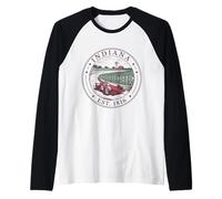 Indiana Boho State 1816 - Maglia da corsa con auto da corsa Cornfield Drive Maglia con Maniche Raglan