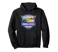 Indiana Dunes National Park Illustrazione Retro Badge Felpa con Cappuccio