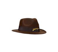 Indiana Jones Adult Hat - One-Size-Fits-All Felt Fedora with Brown Band and Logo Ribbon, Nero, Standard