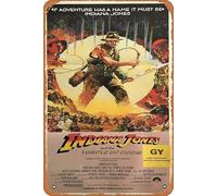 Indiana Jones and the Temple of Doom 1984 Vintage Movie Poster Tin Sign, Retro of Classic Old Film Poster Metallo Targa TV Bar Wall Club Restaurant Man Cave Decorazione da parete 20 x 30 cm Targhe