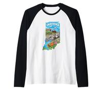 Indiana Passione per l'Indiana e Le Auto da Corsa Colorate Maglia con Maniche Raglan