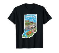 Indiana Passione per l'Indiana e Le Auto da Corsa Colorate Maglietta