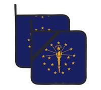 Indiana State Flag - Set di presine da cucina, 2 pezzi, protegge piani di lavoro e tappetini da forno, 20,3 x 20,3 cm