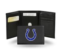 Indianapolis Colts Nero Pelle Tri-Fold Portafoglio Con Colorati Ricamato Squadra