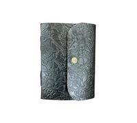 INDIANHANDICRAFT Black Engraved Print Leather Bound Journal Diary with Button Closure and White Unlined Pages - 7 inch x 5 inch - 200 Pages