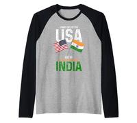 Indiano Americano La mia Storia Iniziato In India Orgoglio Vintage Maglia con Maniche Raglan