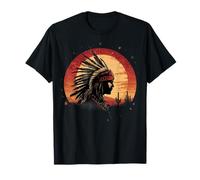 Indiano Chief Canyon Opera d'arte Tramonto Orgoglio dei nativi americani Maglietta