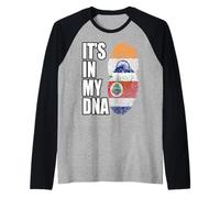 Indiano e costaricano Mix Dna Bandiera eredità Maglia con Maniche Raglan