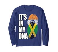 Indiano E Giamaicano Mix Dna Bandiera Heritage Maglia a Manica