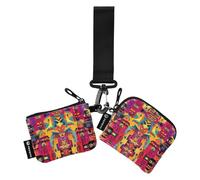 Indiano Forma Astratta Modello Arte Digitale Colorato Donne Cambiamento Portafoglio Custodie Carino Moda Organizzatore di Carte Borsa con Portachiavi per Uomo 2 Confezioni, Indiano astratta forma