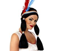 Indiano Nativo Americano Costume da Principessa Parrucca Fascia & Piume Smiffys