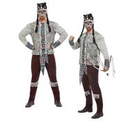 Indiano Nativo Dark Spirit Zulu Warrior Uomo Costume Halloween