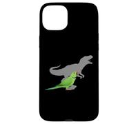 Indiano Ringneck Parrocchetto con T rex Shadow Bird Lovers Custodia per iPhone 15 Plus