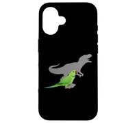 Indiano Ringneck Parrocchetto con T rex Shadow Bird Lovers Custodia per iPhone 16