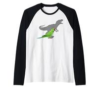 Indiano Ringneck Parrocchetto con T Rex Shadow Bird Lovers Maglia con Maniche Raglan