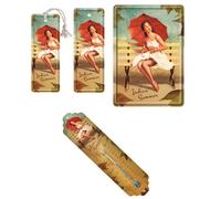 Indiano Summer 3 Pz. Nostalgia Set Termometro + Lesez Cartolina Metallo / 87,5