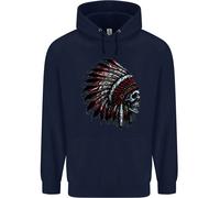 Indiano Teschio Copricapo Motociclista Uomo Felpa