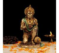 INDICAST Hanuman Ji Murti - Statua di Hanuman seduta con finitura in metallo, 17,8 cm, decorativa, realizzata a mano, per casa, ufficio e regalo, colore: oro, confezione da 1