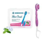 Indicativet 5 in 1 Mini Toothbrush & Floss, Disposable Mini Disposable Travel Toothbrush and Floss, 10/26 PCS Portable Multi-functional Toothbrushs for Travel and Gathering Daily Use(Pink,10 Pcs)