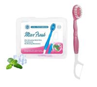 Indicativet 5 in 1 Mini Toothbrush & Floss, Disposable Mini Disposable Travel Toothbrush and Floss, 10/26 PCS Portable Multi-functional Toothbrushs for Travel and Gathering Daily Use(Purple,10 Pcs)