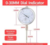 Indicatore a quadrante Micrometro del tipo di ora Comparatore precisione dell'orologio misurazione Indicatori a Strumenti processi industriali(30mm Dial Indicator)