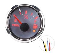 Indicatore del livello del carburante, indicatore del livello del carburante 2 pollici Display digitale a LED Allarme luce rossa intelligente per auto per barche marine(Standard europeo bianco)