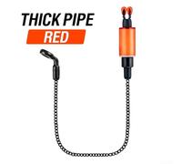 Indicatore di abboccata per pesca alla carpa con catena morbida con clip regolabile e camera luminosa integrata per pesca notturna con unità rossa (tubo spesso - rosso)
