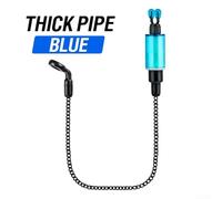 Indicatore di abboccata per pesca alla carpa con catena morbida con clip regolabile e camera luminosa integrata per pesca notturna con unità rossa (tubo spesso - blu)