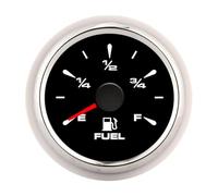 Indicatore di Livello Carburante Aramox, Indicatori di Livello Carburante 2 Pollici 190ohm Display Digitale per Yacht Moto 12V / 24V(Quadrante nero Cornice argentata)