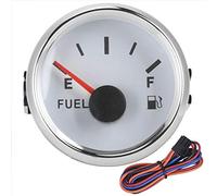Indicatore di livello del carburante e del serbatoio dell'olio da 52 mm/2 pollici - Segnale 0-190ohm per auto e barche marine (White Dial Silver Frame)