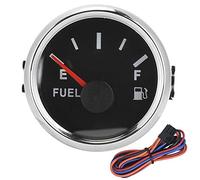 Indicatore di livello del carburante Indicatore di livello del serbatoio dell'olio da 52 mm/2 pollici Indicatore del segnale 0-190ohm per auto per barche marine(Quadrante nero con cornice argento)