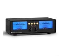 Indicatore di livello sonoro analogico Dual VU Meter Box con splitter audio a 4 vie per ingresso RCA e microfono per studio di registrazione (retroilluminazione blu)