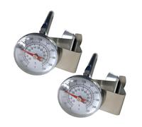 Indicatore di temperatura del latte Face View in acciaio inox, 2 pezzi | Analogico Face Side Mount Celsius Scala Secondaria per Riscaldamento Uso Caffè Riscaldamento Cucina Casa