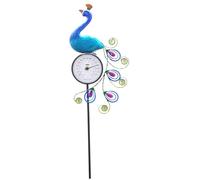 Indicatore di temperatura esterno, termometro per esterni design di pavone luci solari termometro per esterno impermeabile con decorazione per pavoni da 42 pollici per il pace per cortile esterno