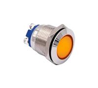 Indicatore LED in metallo da 19 mm, rosso verde blu giallo bianco LED 12V 24V 220V lampada di segnalazione luminosa 1 pezzo(Yellow,110-220V)