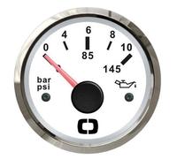 INDICATORE PRESSIONE OLIO 0-10 BAR 12/24 V BIANCO GHIERA CROMATA mm - Ø 57