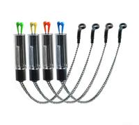 Indicatori di abboccata a LED per pesca alla carpa, con robusta catena in metallo morbido e tubo in plastica rimovibile per inserto fluorescente, set da 4 pezzi per scarsa visibilità