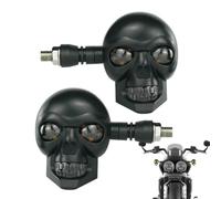 Indicatori di direzione per moto a LED, indicatore di sicurezza di guida | 8 x 11,2 x 5 cm in alluminio nero ABS design teschio impermeabile 12 V universale regolazione luminosa LED segnale luminoso