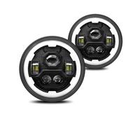 Indicatori Direzione Laterale Dinamico Per Wrangler Per Jeep Per Off-road Faro H4 200W 6000K 3500K 130000LM 24V Lampada Per Auto 7 Pollici LED Rotondo Faro Gear Angel Eye(2 pezzi)