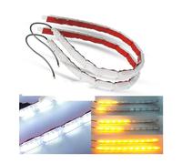 Indicatori Direzione Laterali 2 Pezzi DRL LED Luce Marcia Diurna Striscia Flessibile Faro Impermeabile Indicatore Di Direzione Lampada Gialla Luci Guida Decorative Per Auto 12V(White to Amber,37cm 12L