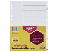 Indici e divisori numerici Marbig A4 Polipropilene bianco di qualità resistente