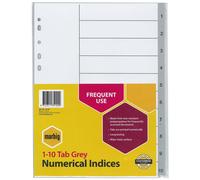 Indici e divisori numerici Marbig A4 Polipropilene resistente di qualità grigio