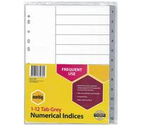 Indici e divisori numerici Marbig A4 Polipropilene resistente di qualità grigio