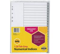 Indici e divisori numerici Marbig A4 Polipropilene resistente di qualità grigio