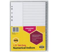 Indici e divisori numerici Marbig A4 Polipropilene resistente di qualità grigio